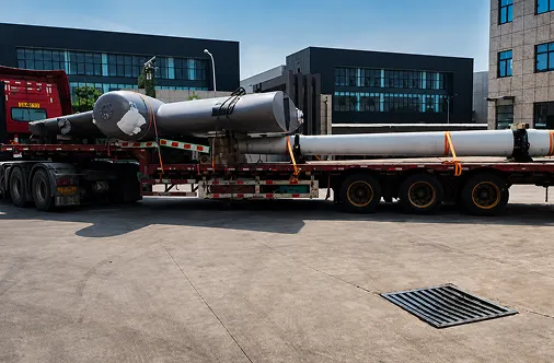 Finished rudder stocks loaded on a trailer for shipping
