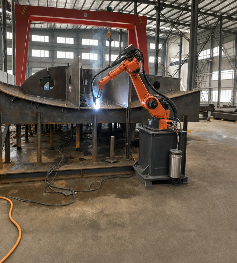 Robotic welding of a rudder blade in the in-house workshop